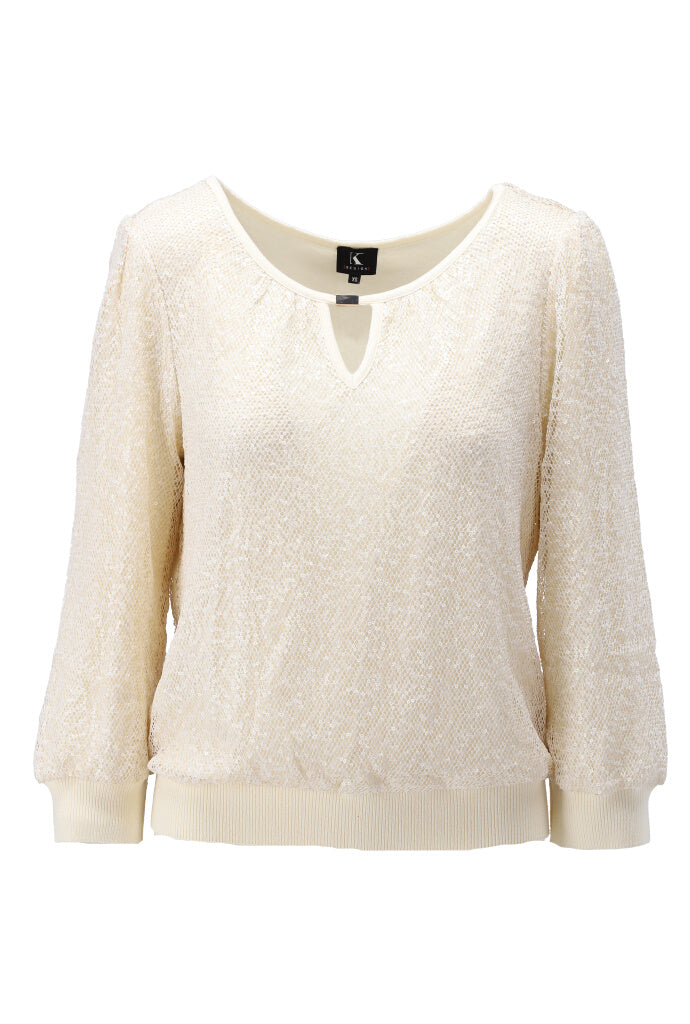 K-design - Pull met 2/3 mouwen en pailletten (Y611) - What Els!
