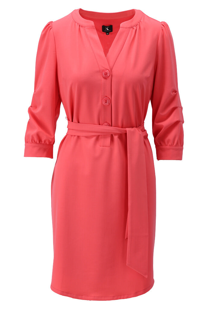 K-design - Mini dress met knopen en stoffen riem (Y660) - What Els!