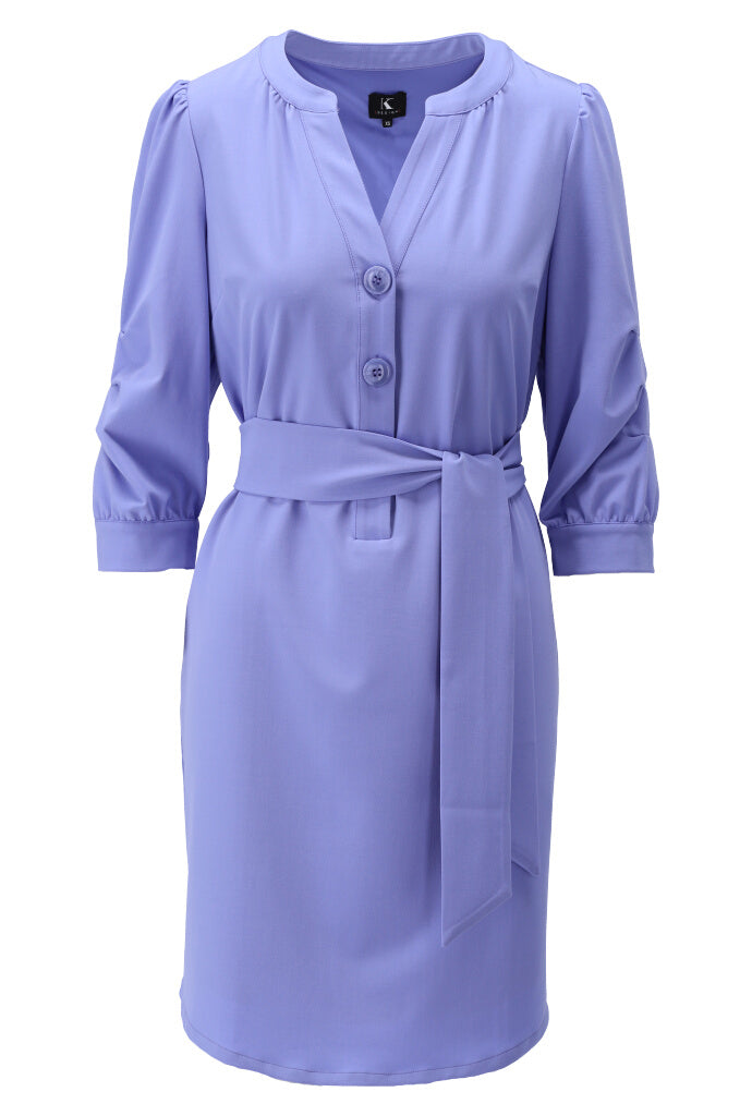 K-design - Mini dress met knopen en stoffen riem (Y660) - What Els!