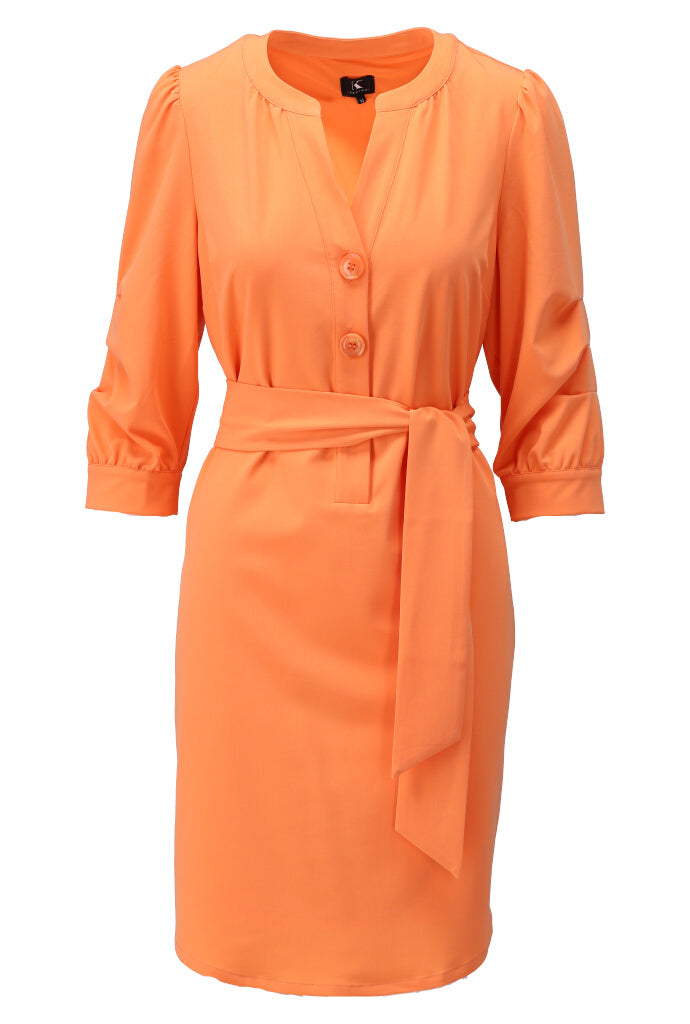K-design - Mini dress met knopen en stoffen riem (Y660) - What Els!