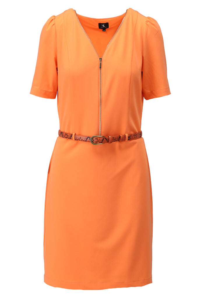 K-design - Mini dress met rits en bijpassende riem (Y661) - What Els!
