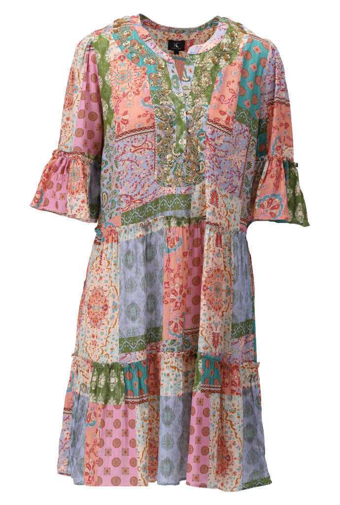 K-design - Mini dress boho en volant (Y701) - What Els!