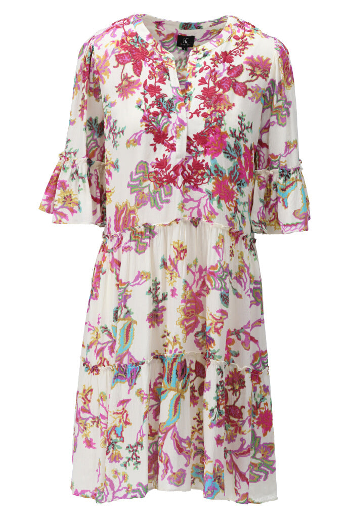 K-design - Mini dress boho met volant (Y710) - What Els!