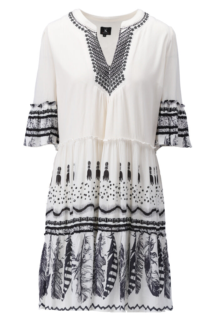 K-design - Mini dress boho met volant (Y711) - What Els!