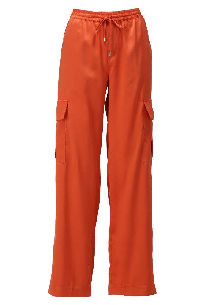 K-design - Satijnen cargo broek met zakken (Y750) - What Els!