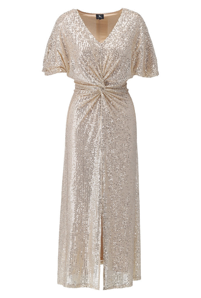K-design - Maxi dress met pailletten en split (Y760) - What Els!