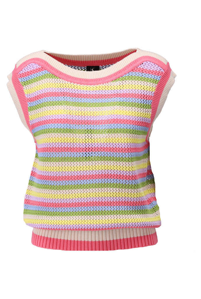 K-design - Gestreepte spencer met verschillende kleuren (Y807) - What Els!