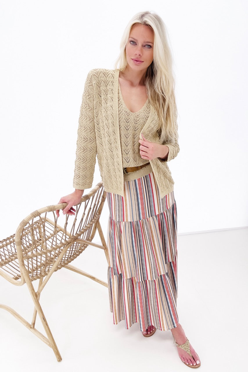 K-design - Gestreepte rok met bijpassende riem (Y206) - What Els!