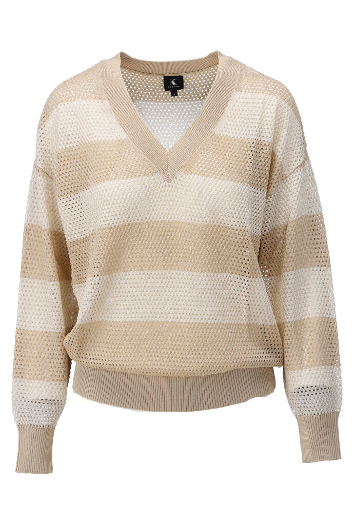 K-design - Gestreepte pull met V-hals (Y819) - What Els!