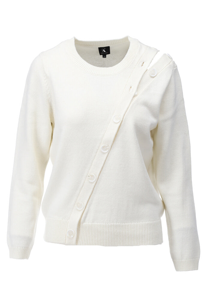 K-design - Pull met ronde hals en knopenfantasie (Y822) - What Els!