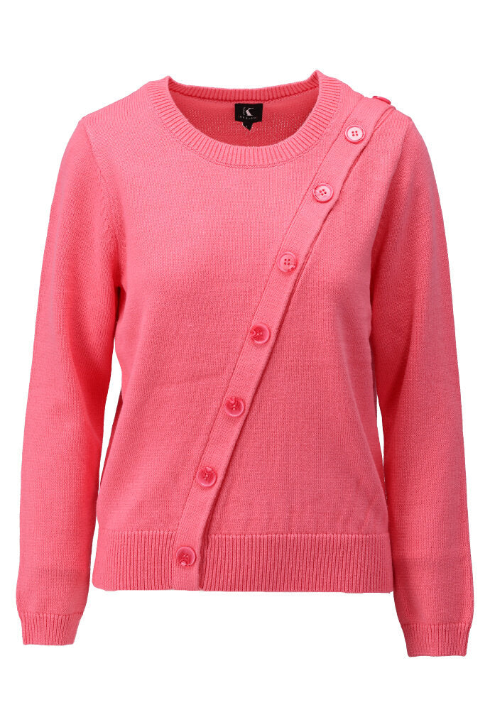 K-design - Pull met ronde hals en knopenfantasie (Y822) - What Els!
