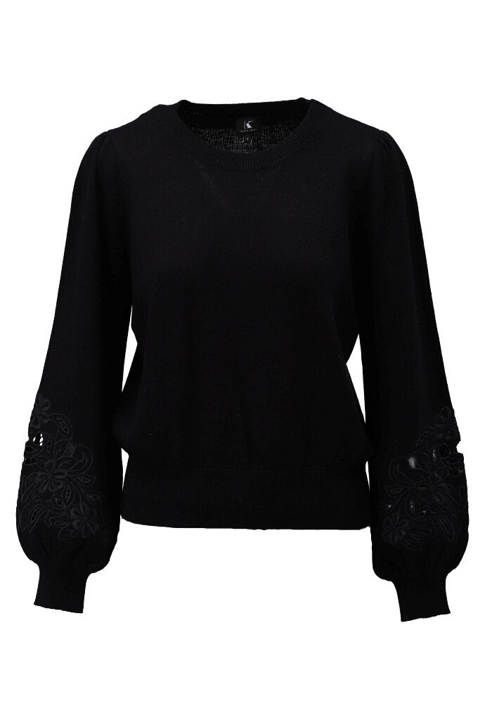 K-design - Pull met ronde hals en borduursel (Y824) - What Els!