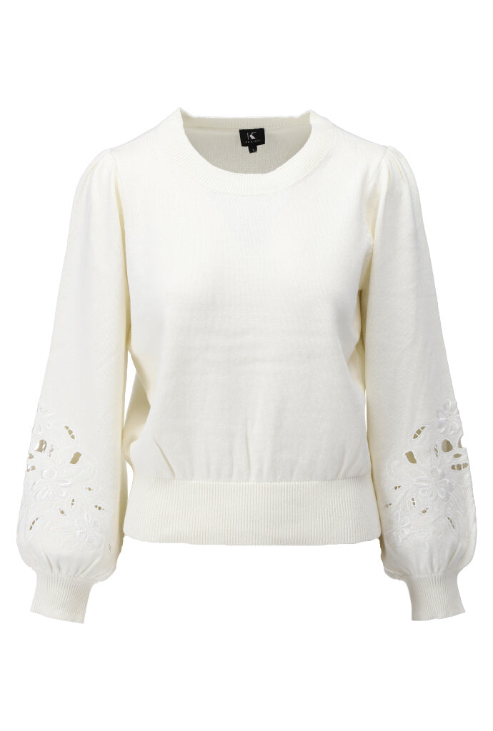 K-design - Pull met ronde hals en borduursel (Y824) - What Els!