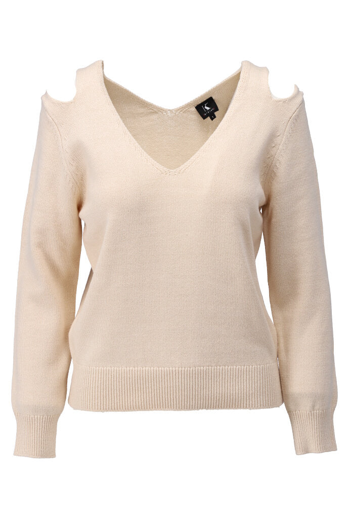 K-design - Pull met V-hals en open schouders (Y826) - What Els!