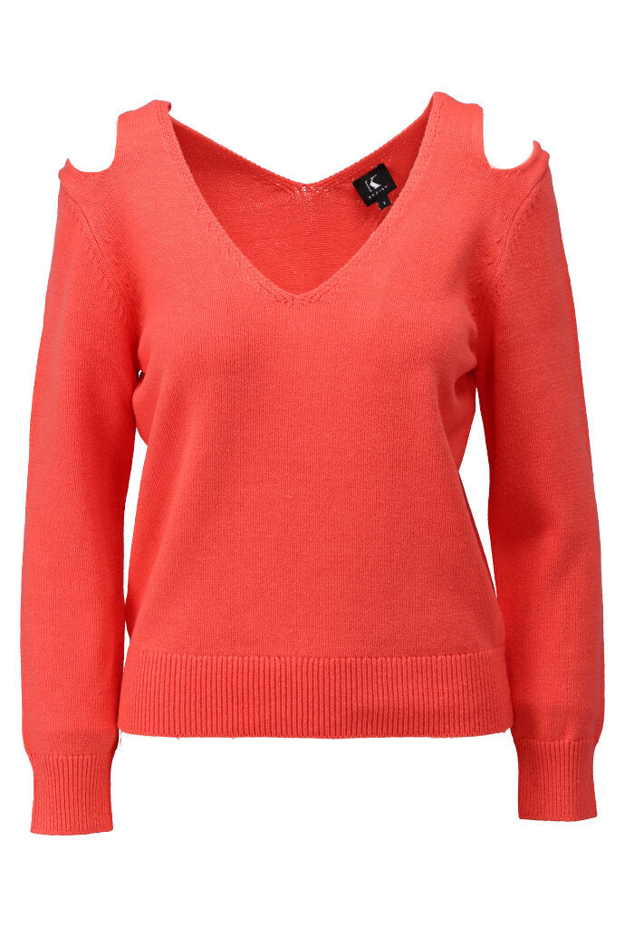 K-design - Pull met V-hals en open schouders (Y826) - What Els!