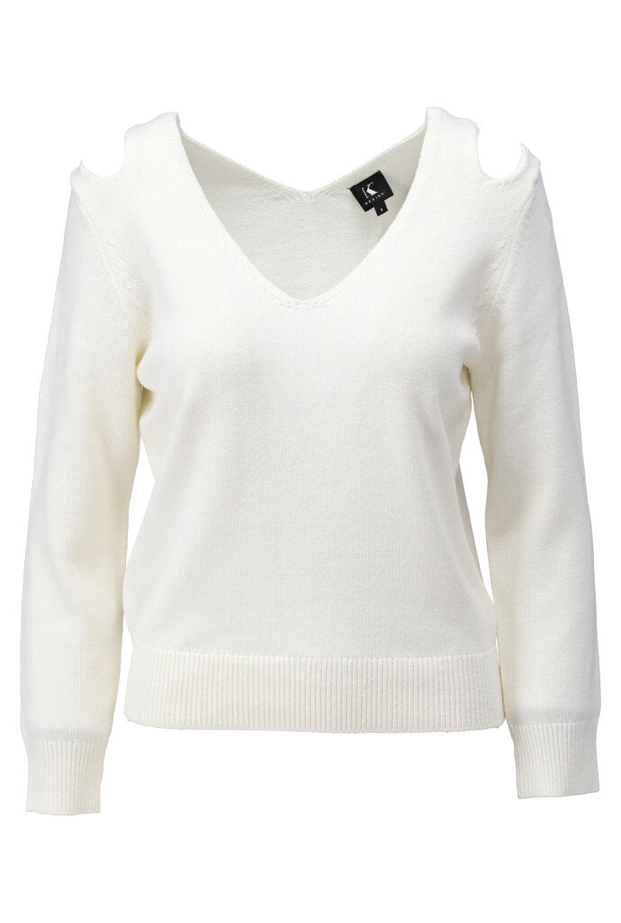 K-design - Pull met V-hals en open schouders (Y826) - What Els!