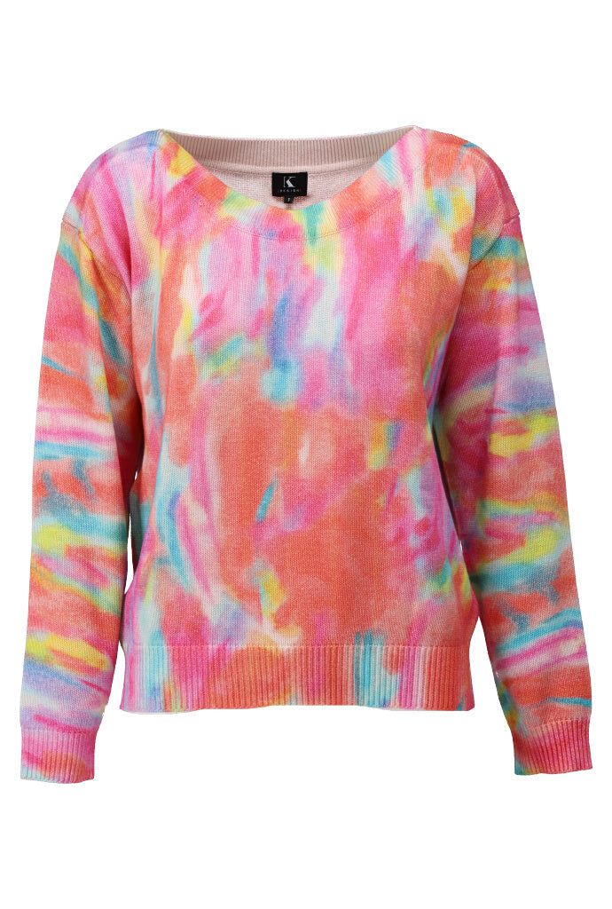 K-design - Pull met meerdere kleuren en boothals (Y851) - What Els!