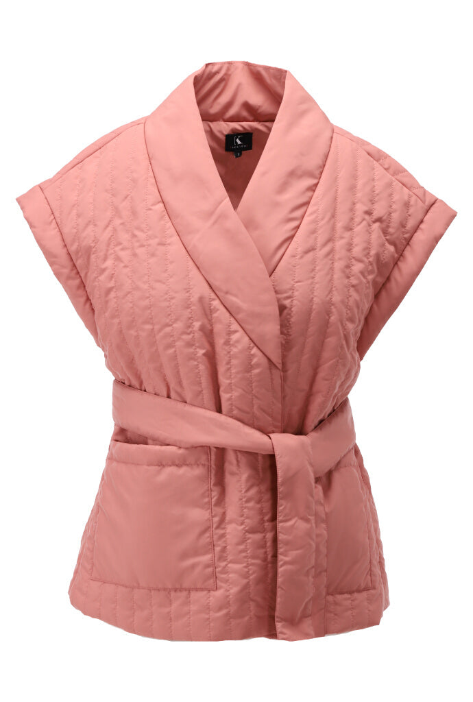 K-design - Gewatteerde crossover gilet met zakken en riem (Y902) - What Els!