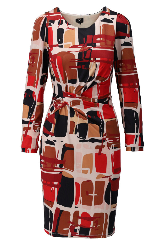 K-design - Mini dress met print, ronde hals en speciale knoop - What Els!