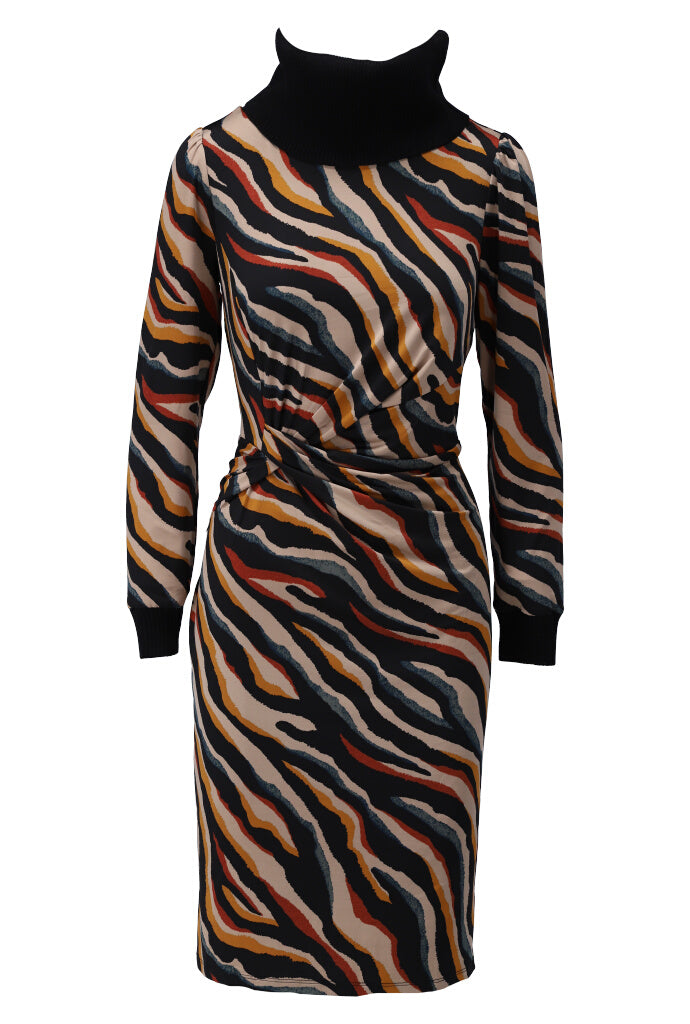 K-design - Mini dress met print, rolkraag en speciale knoop - What Els!