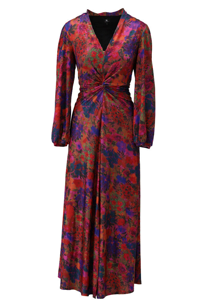 K-design - Maxi dress met print, V-hals en speciale knoop - What Els!