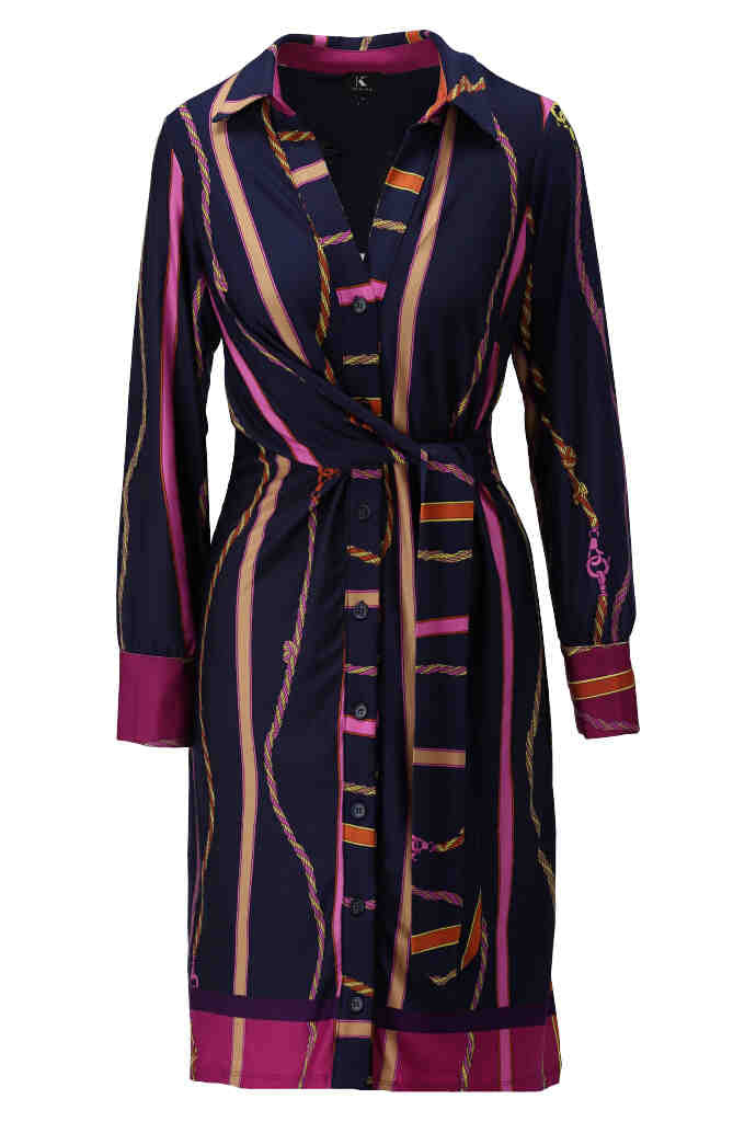 K-design - Mini dress met print, knopen en vast striklint - What Els!