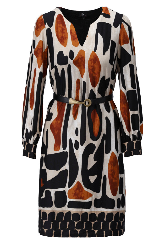 K-design - Mini dress met print en bijpassende riem - What Els!