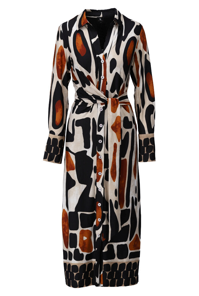 K-design - Maxi dress met print, knopen en vast striklint - What Els!