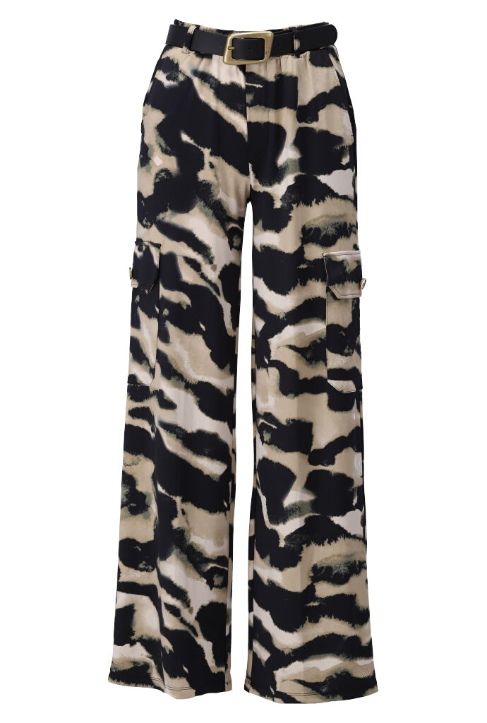 K-design - Broek met print, zakken en bijpassende riem - What Els!