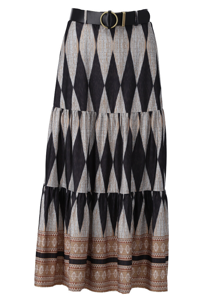 K-design - Rok met print, volants en bijpassende riem - What Els!