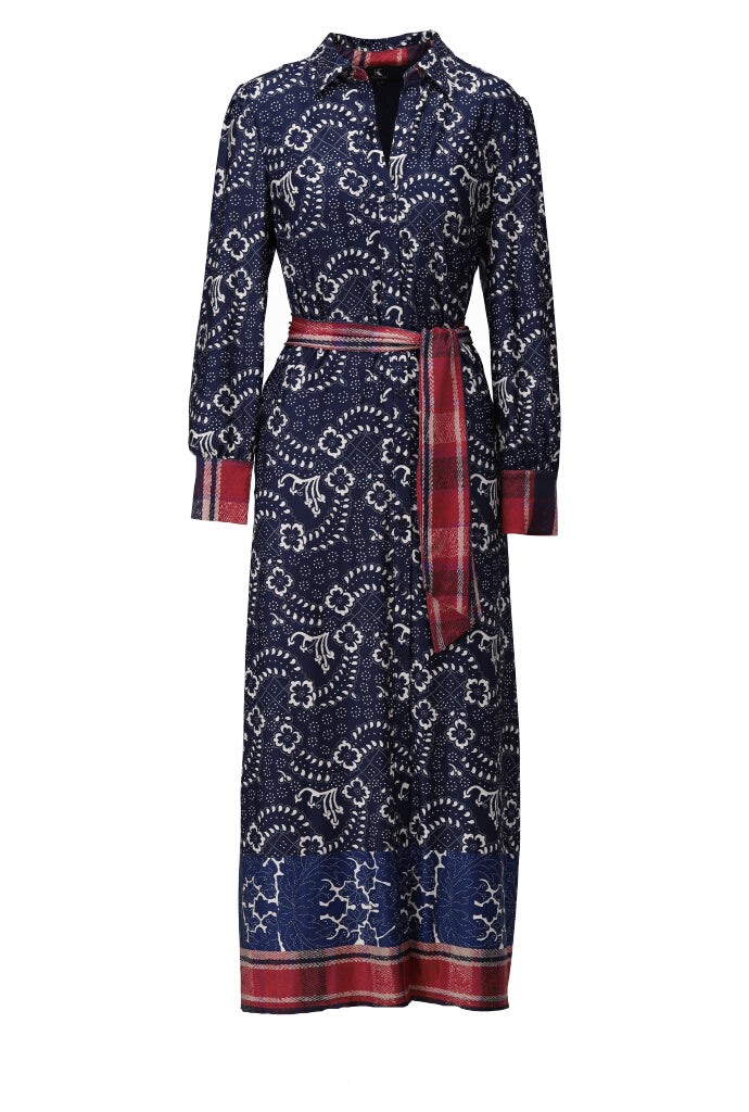 K-design - Maxi dress met print en stoffen riem - What Els!