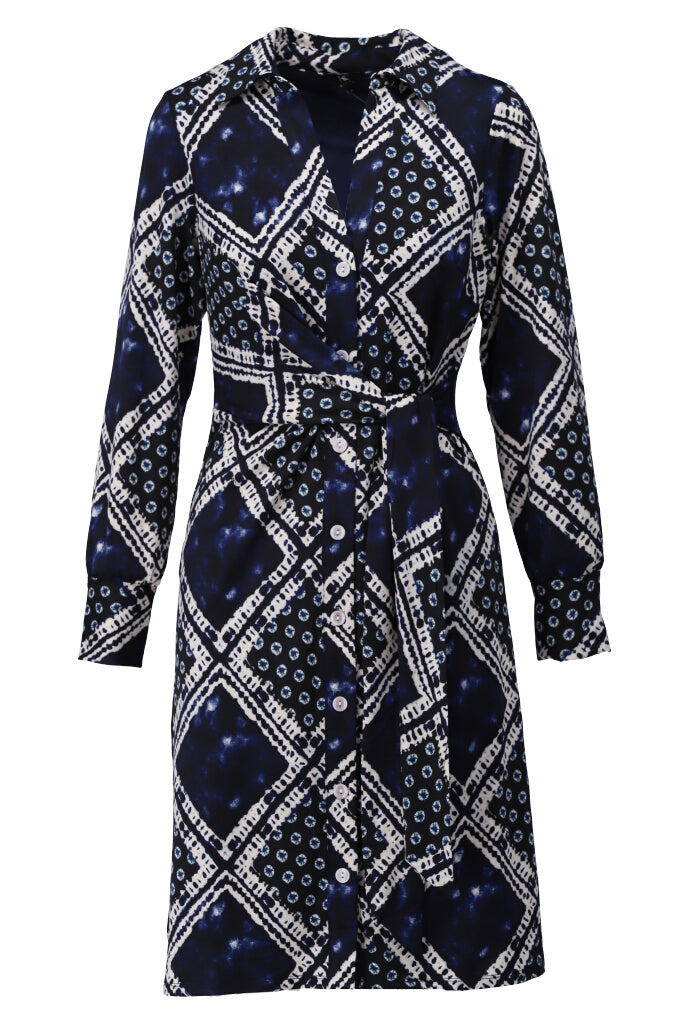 K-design - Mini dress met print, knopen en vast striklint - What Els!