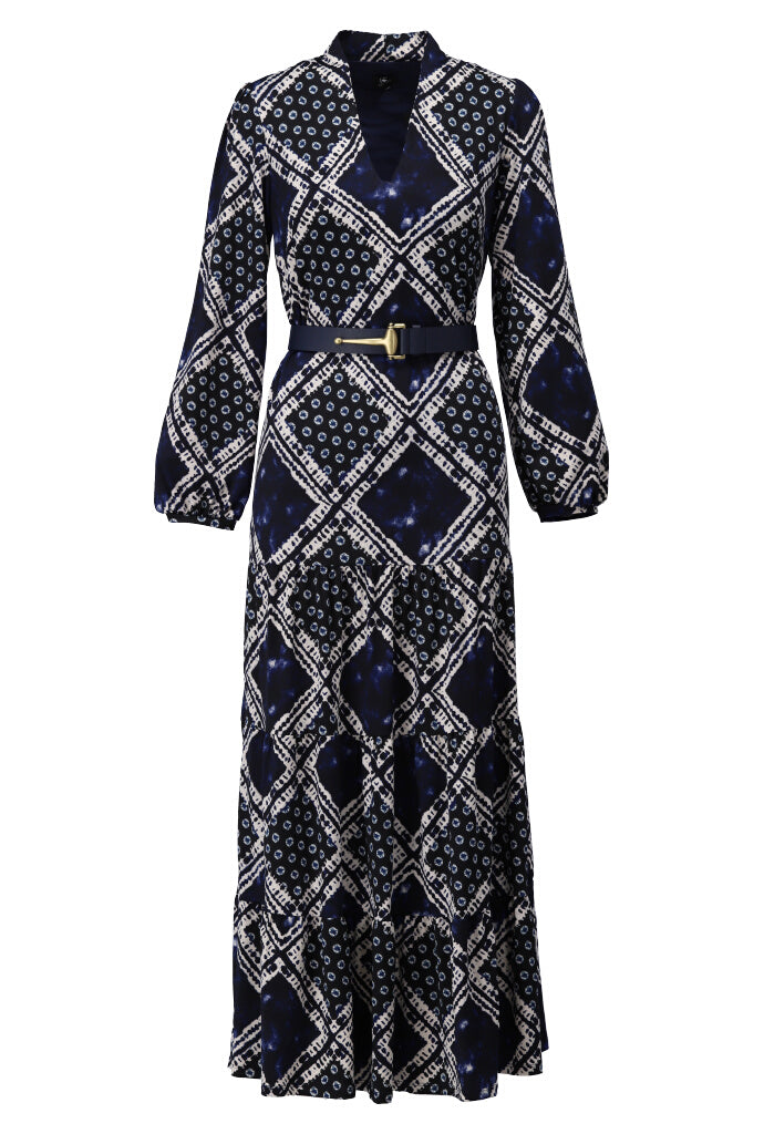 K-design - Maxi dress met print, volants en bijpassende riem - What Els!