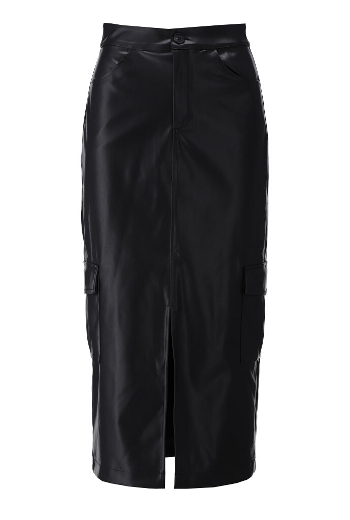 K-design - Vegan lederen cargo rok met split - What Els!