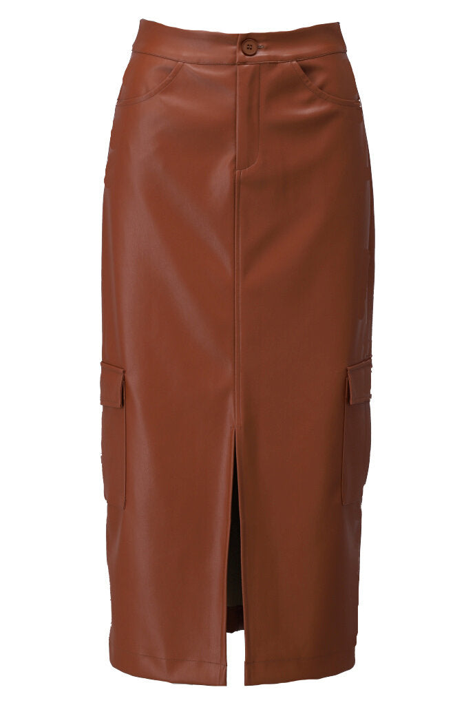 K-design - Vegan lederen cargo rok met split - What Els!