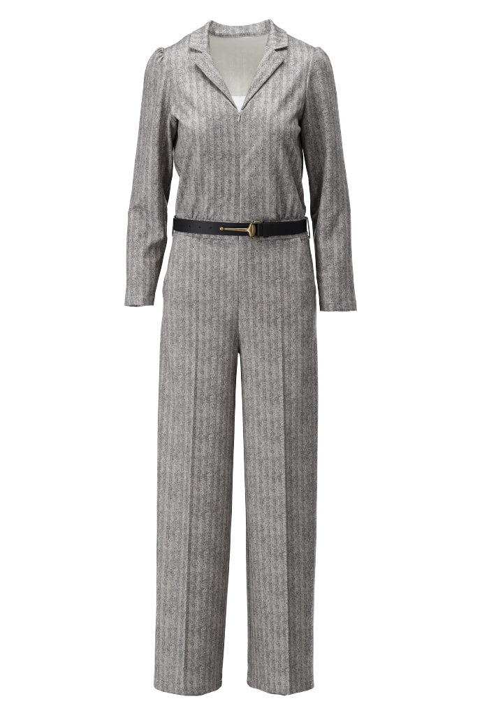 K-design - Jumpsuit met visgraat en bijpassende riem - What Els!