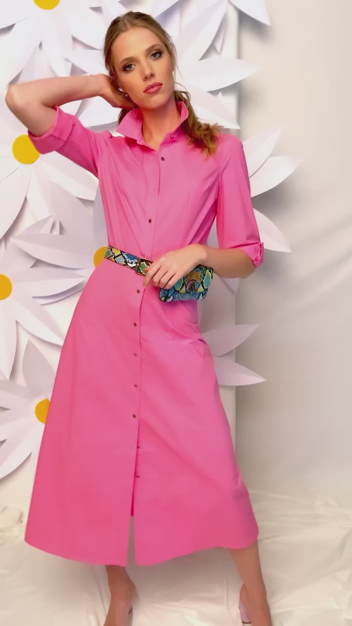 K-Design - Maxi dress met knopen en bijpassende riem met heuptasje (W458)