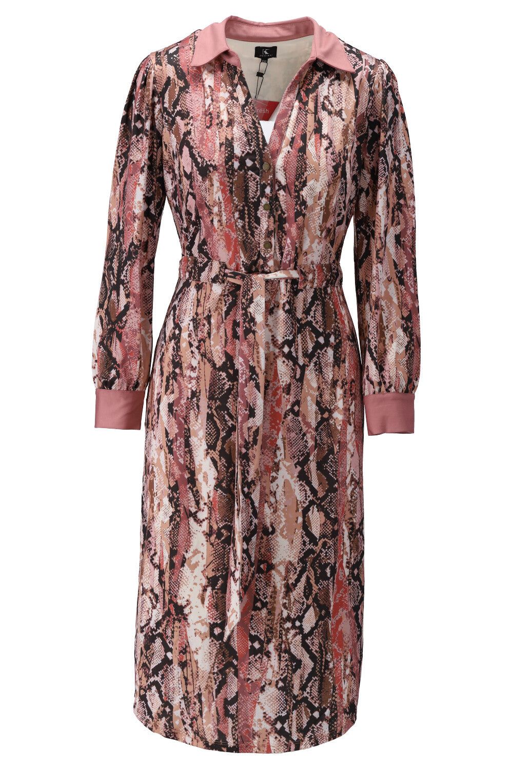 K-Design K-Design - Midi dress met slangenprint en riem (V109) - What Els!