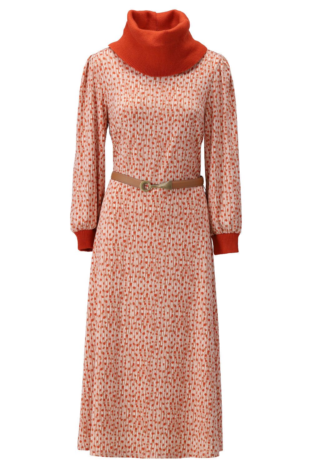 K-Design K-Design - Maxi dress met print, rolkraag en bijpassende riem (V308) - What Els!