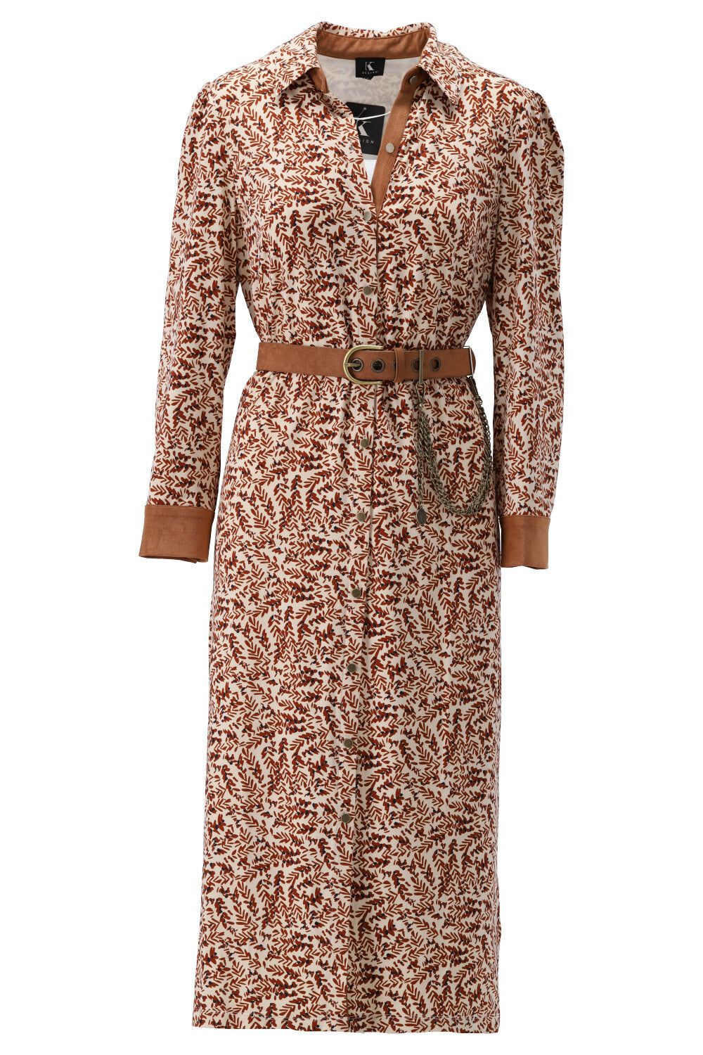 K-Design K-Design - Midi dress met print en bijpassende riem (V324) - What Els!