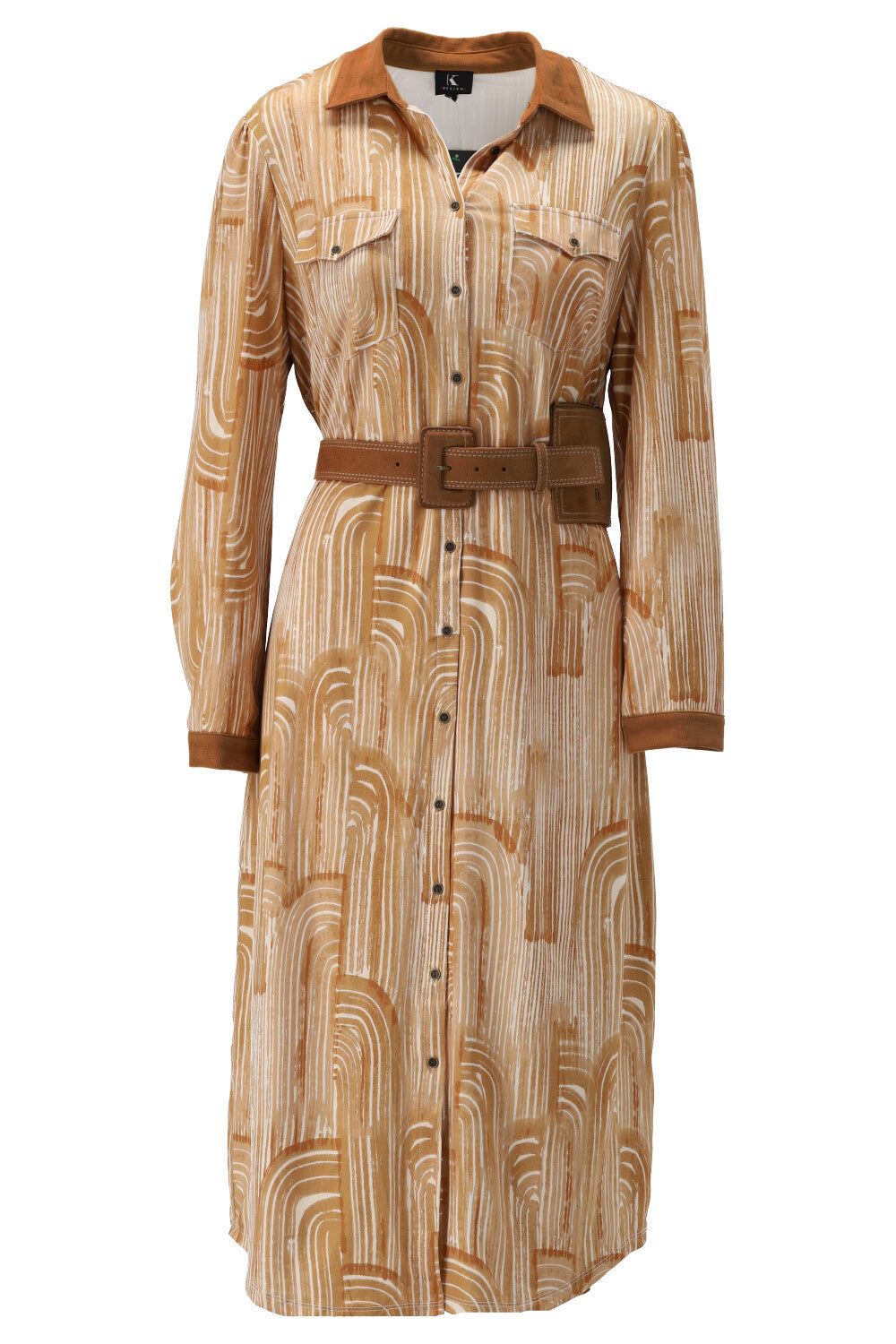K-Design K-Design - Midi dress met print en bijpassende riem (V357) - What Els!