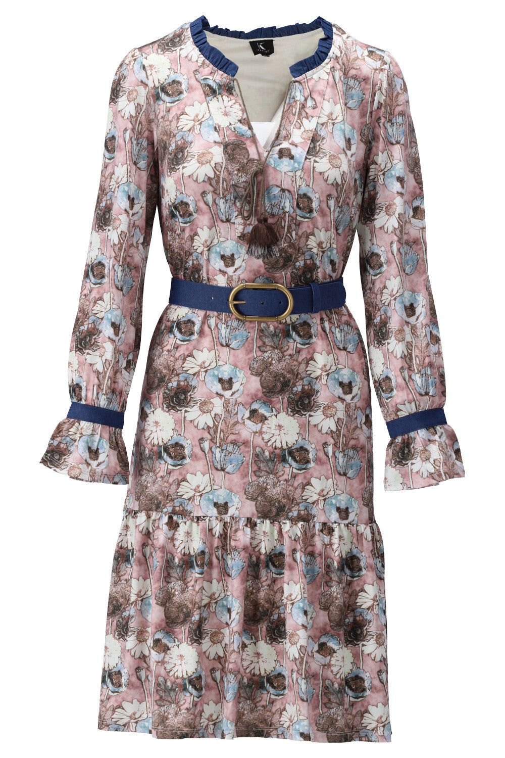 K-Design K-Design - Mini dress met print en bijpassende riem (V360) - What Els!