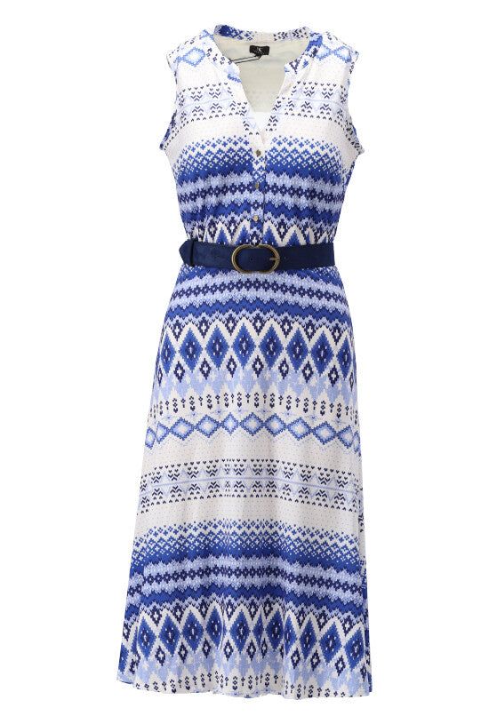 K-Design K-Design - Midi dress met print en bijpassende riem (W107) - What Els!