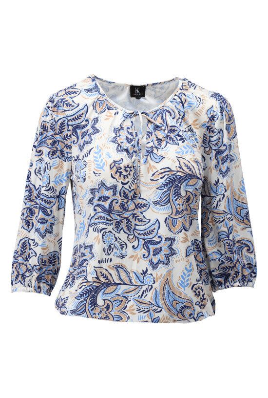K-Design K-Design - Blouse met paisley print en 2/3 pofmouwen (W110) - What Els!