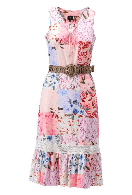 K-Design K-Design - Mini dress met patchwork print en bijpassende riem (W120) - What Els!