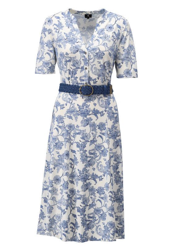 K-Design K-Design - Midi dress met bloemenprint en jeansriem (W213) - What Els!