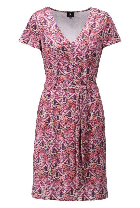 K-Design K-Design - Mini dress met print en stoffen riem (W225) - What Els!