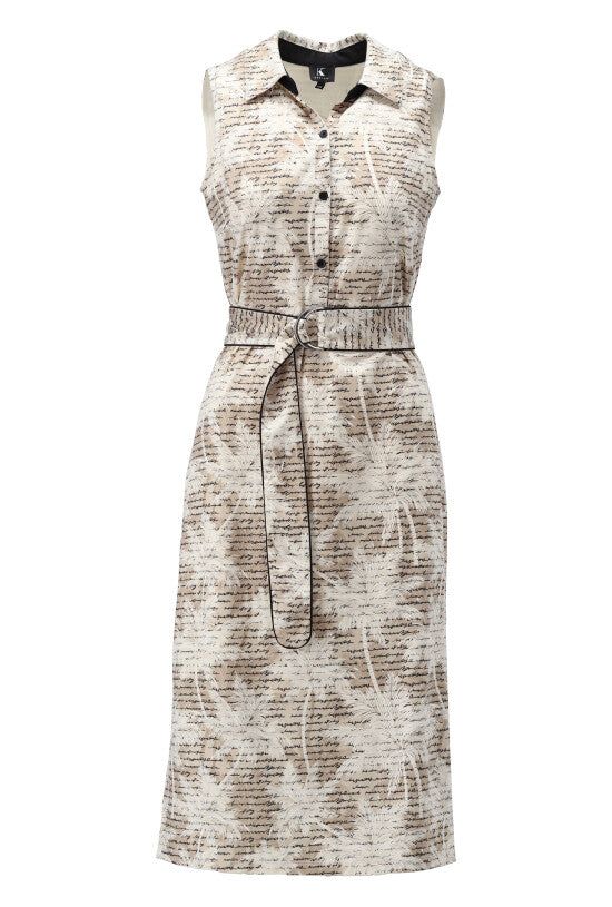 K-Design K-Design - Midi dress met palmboom print en stoffen riem (W308) - What Els!