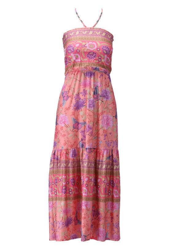 K-Design K-Design - Midi dress bandeau met bloemenprint en volant (W315) - What Els!