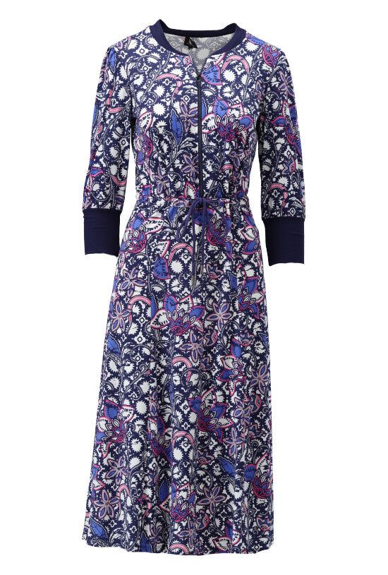 K-Design K-Design - Midi dress met 2/3 mouwen, bloemenprint en rits (W320) - What Els!